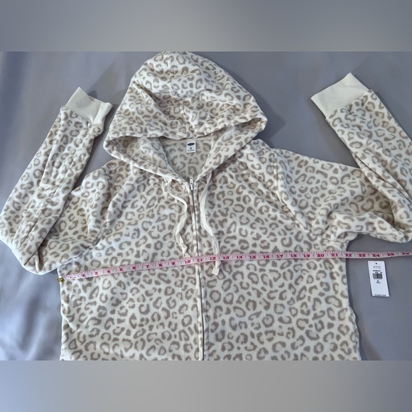Old Navy Women's One‎ Piece Hooded Beige Leopard Print Soft Flannel Size XL Tall - Picture 5 of 12